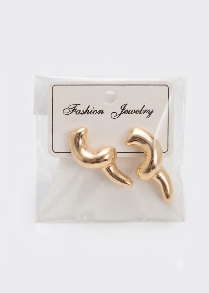 Gold-Tone Curved Statement Earrings