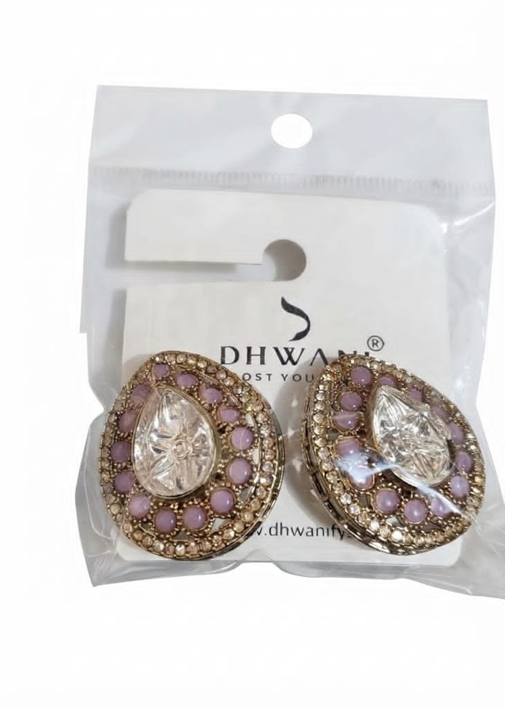 Pink and Gold Embellished Drop Earrings